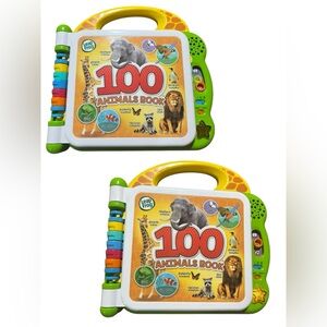 LOT OF 2 Leap Frog 100 Animals English & Spanish Electronic Books Toys Polygot